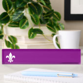Porte-nom Pour Bureau Fleur de Lys violet et blanc