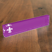 Porte-nom Pour Bureau Fleur de Lys violet et blanc (Taille)