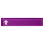 Porte-nom Pour Bureau Fleur de Lys violet et blanc (Devant)