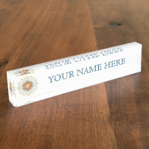 Porte-nom Pour Bureau Fleur De Vie - Ornements Vintages Mandala 1