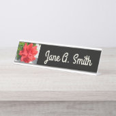 Porte-nom Pour Bureau Fleur d'Hibiscus Double Rouge (Devant)