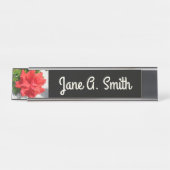 Porte-nom Pour Bureau Fleur d'Hibiscus Double Rouge (Devant)