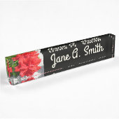 Porte-nom Pour Bureau Fleur double hibiscus rouge