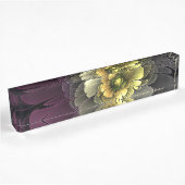 Porte-nom Pour Bureau Fleur fractale grise pourpre moderne abstraite