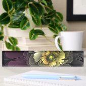 Porte-nom Pour Bureau Fleur fractale grise pourpre moderne abstraite