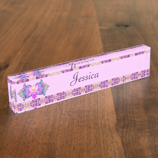 Porte-nom Pour Bureau Fleur Lotus (Taille)