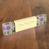 Porte-nom Pour Bureau Fleur marguerite jaune et violet (Taille)