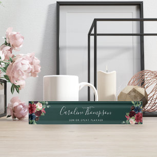 Porte-nom Pour Bureau Fleur radieuse Aquarelle florale