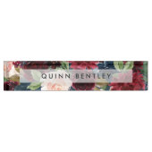 Porte-nom Pour Bureau Fleur radieuse | Elégante aquarelle florale (Devant)