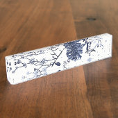 Porte-nom Pour Bureau Fleurs bleues (Taille)