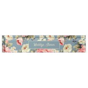 Porte-nom Pour Bureau Fleurs de jardin de campagne personnalisées