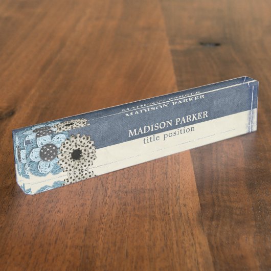 Porte-nom Pour Bureau Fleurs de lin (Taille)