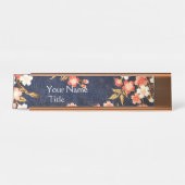 PORTE-NOM POUR BUREAU FLEURS DE PRINTEMPS ROUGE ROSE BLANC, FLORALES BLE (Devant)