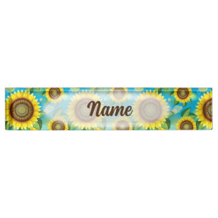 Porte-nom Pour Bureau Fleurs de soleil Bright Summer Nature Flora
