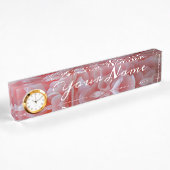Porte-nom Pour Bureau Fleurs de velours rose Mallow