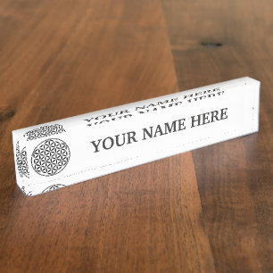 Porte-nom Pour Bureau FLEURS DE VIE - Symbole de géométrie sacrée plein