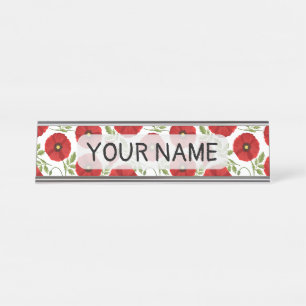 Porte-nom Pour Bureau Fleurs d'été joyeuses floraison de pavot