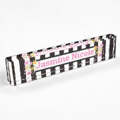 Porte-nom Pour Bureau Fleurs et bandes