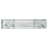 Porte-nom Pour Bureau Fleurs grises Peinture Botanique (Devant)