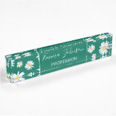 Porte-nom Pour Bureau Fleurs marguerites blanches de classe design botan