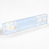 Porte-nom Pour Bureau Fleurs marguerites Bleues Classiques
