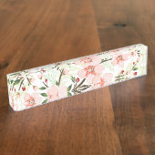 Porte-nom Pour Bureau Fleurs roses (Taille)