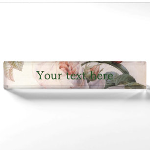 Porte-nom Pour Bureau Fleurs roses vintages par P.J. Redoute