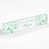Porte-nom Pour Bureau Fleurs vertes Peinture Botanique