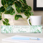 Porte-nom Pour Bureau Fleurs vertes Peinture Botanique
