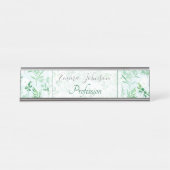 Porte-nom Pour Bureau Fleurs vertes Peinture Botanique (Devant)