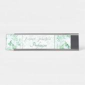 Porte-nom Pour Bureau Fleurs vertes Peinture Botanique (Devant)