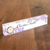 Porte-nom Pour Bureau Fleurs Violettes (Taille)