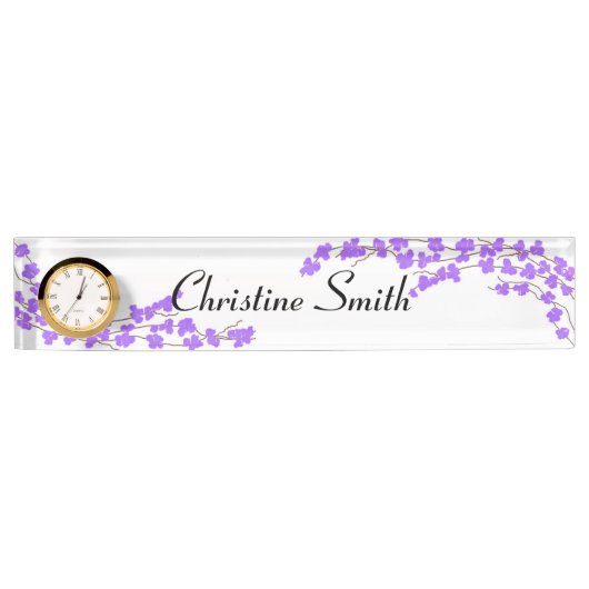Porte-nom Pour Bureau Fleurs Violettes (Devant)