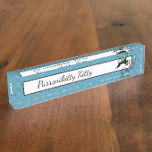 Porte-nom Pour Bureau Flocon de neige de chat cosmique (Taille)