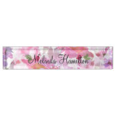 Porte-nom Pour Bureau Floral Aquarelle Fleurs Motif Monogramme Design (Devant)