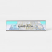 Porte-nom Pour Bureau Floral blanc et bleu (Devant)