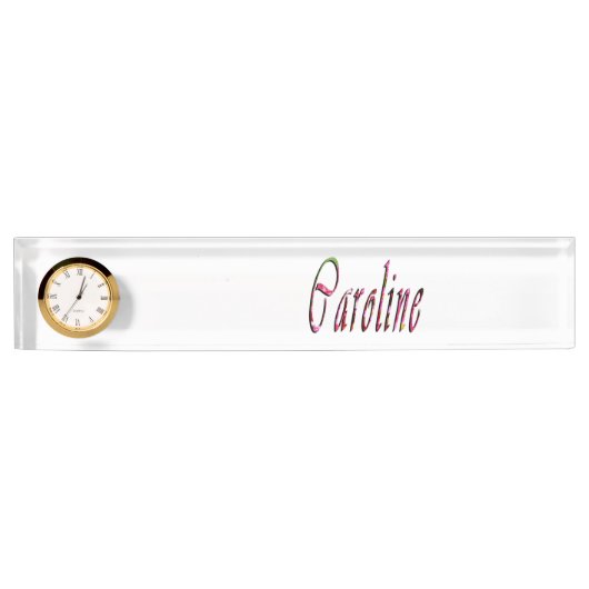 Porte-nom Pour Bureau Floral Caroline Nom Logo, (Devant)