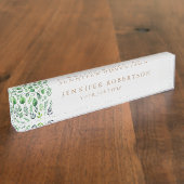 Porte-nom Pour Bureau Floral Grrenery Classic Personnalisé Customisé (Taille)