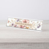 Porte-nom Pour Bureau Floral moderne rose girly élégant élégant (Devant)