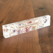 Porte-nom Pour Bureau Floral moderne rose girly élégant élégant (Taille)