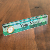 Porte-nom Pour Bureau Floral moderne vert (Taille)