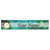 Porte-nom Pour Bureau Floral moderne vert (Devant)