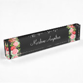 Porte-nom Pour Bureau Floral Monogramme féminin