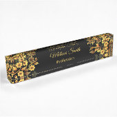 Porte-nom Pour Bureau Floral Noir Et Or