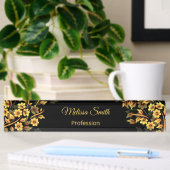 Porte-nom Pour Bureau Floral Noir Et Or