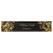 Porte-nom Pour Bureau Floral Noir Et Or (Devant)