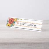 Porte-nom Pour Bureau Floral nommé fait sur commande (Devant)