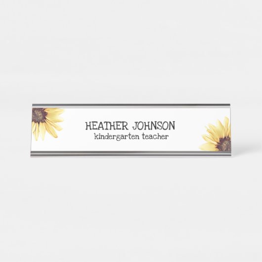 Porte-nom Pour Bureau Floral personnalisé (Devant)