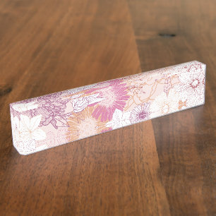 Porte-nom Pour Bureau Floral sans joint
