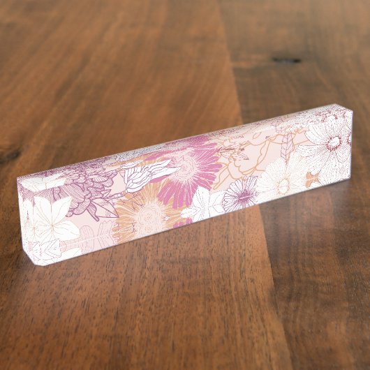 Porte-nom Pour Bureau Floral sans joint (Taille)